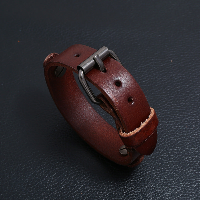 Men's Simple Personality Punk Cattle Leather Street Bracelets