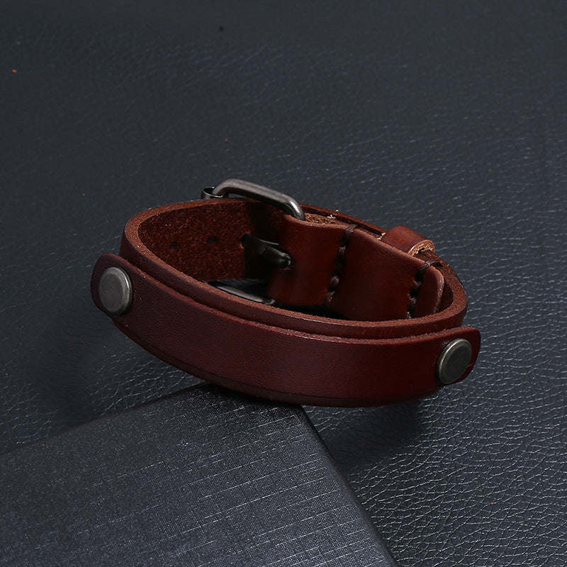 Men's Simple Personality Punk Cattle Leather Street Bracelets