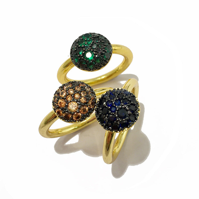 Gorgeous Color Small Mushroom Round Colorful Crystals Female Rings