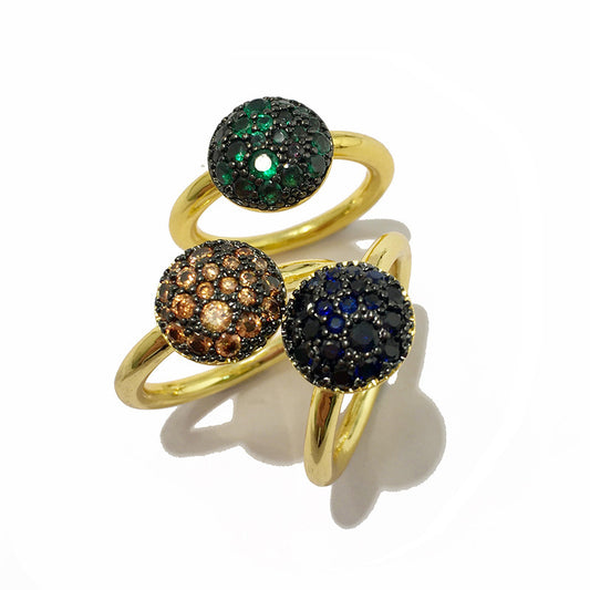 Gorgeous Color Small Mushroom Round Colorful Crystals Female Rings