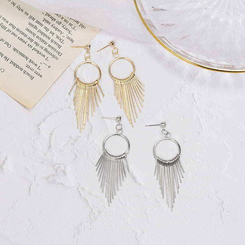 Geometry Metal Tassel Long Exaggerated Trend Earrings