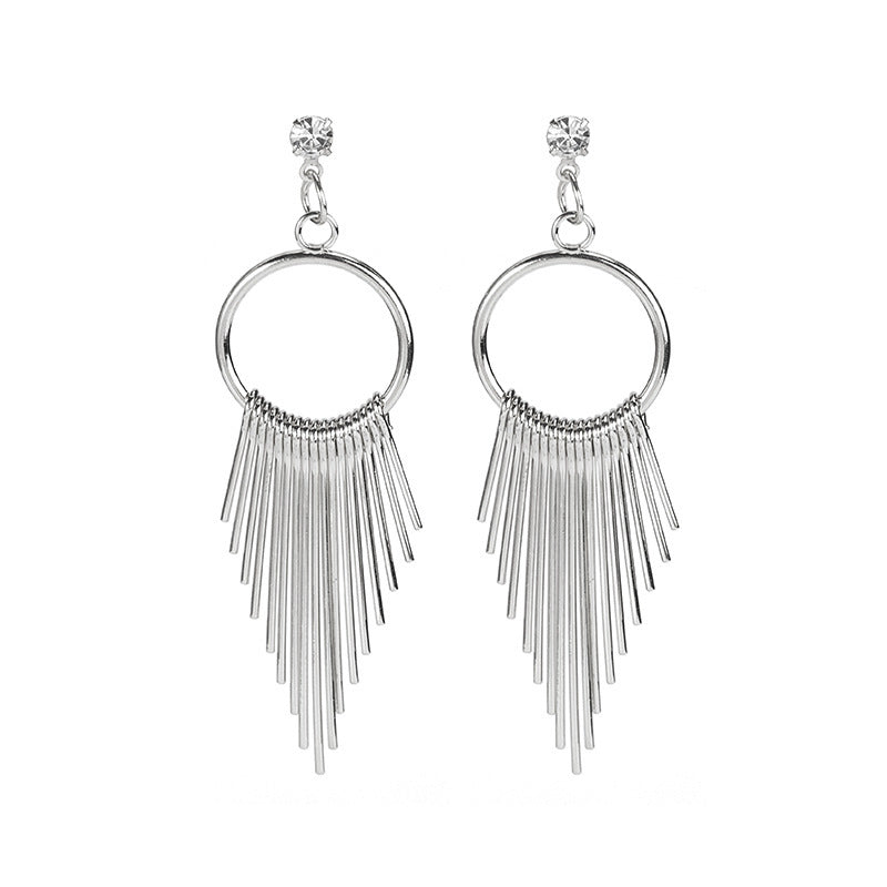 Geometry Metal Tassel Long Exaggerated Trend Earrings