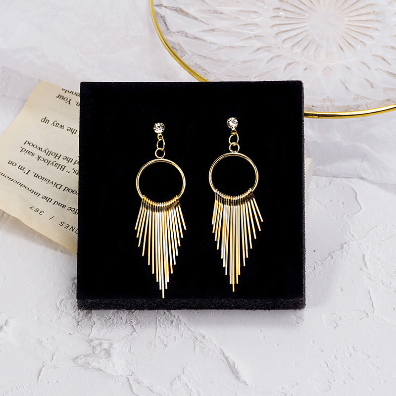 Geometry Metal Tassel Long Exaggerated Trend Earrings