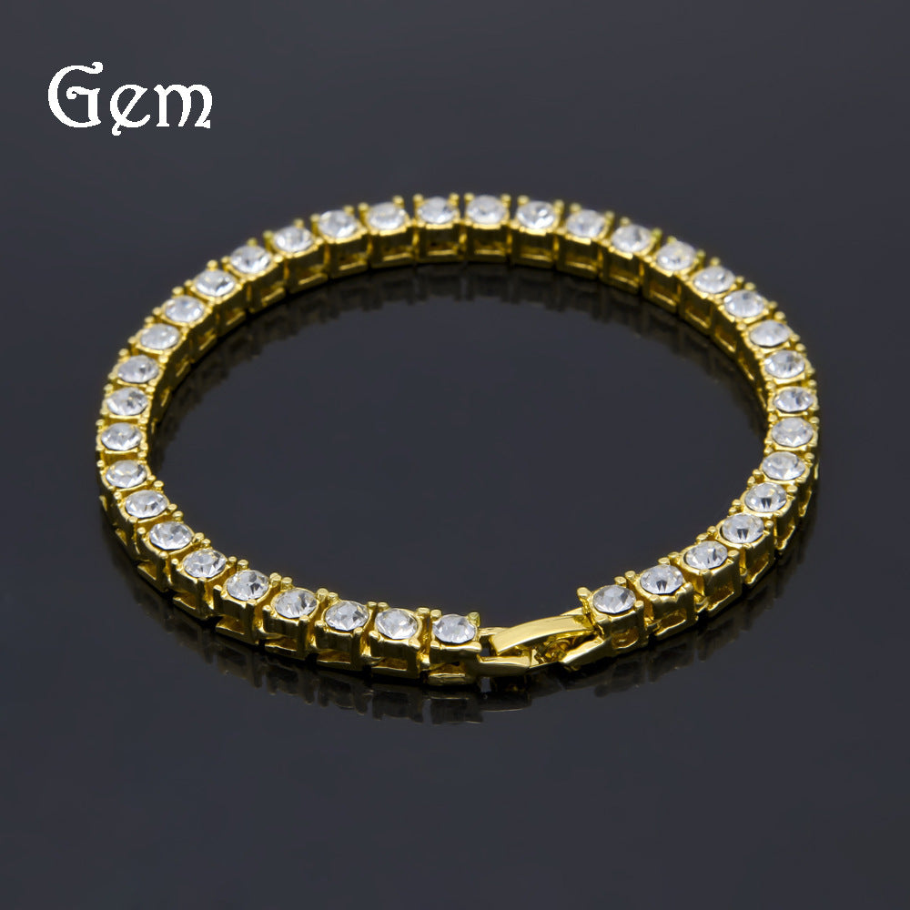 Men's Hip Hop Ear Accessories Full Rhinestone Tennis Chain One Bracelets