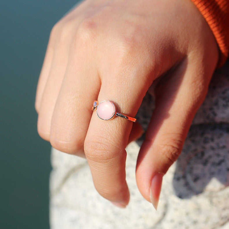 Ornament Fashion Pink Imitation Moonstone Lady's Rings