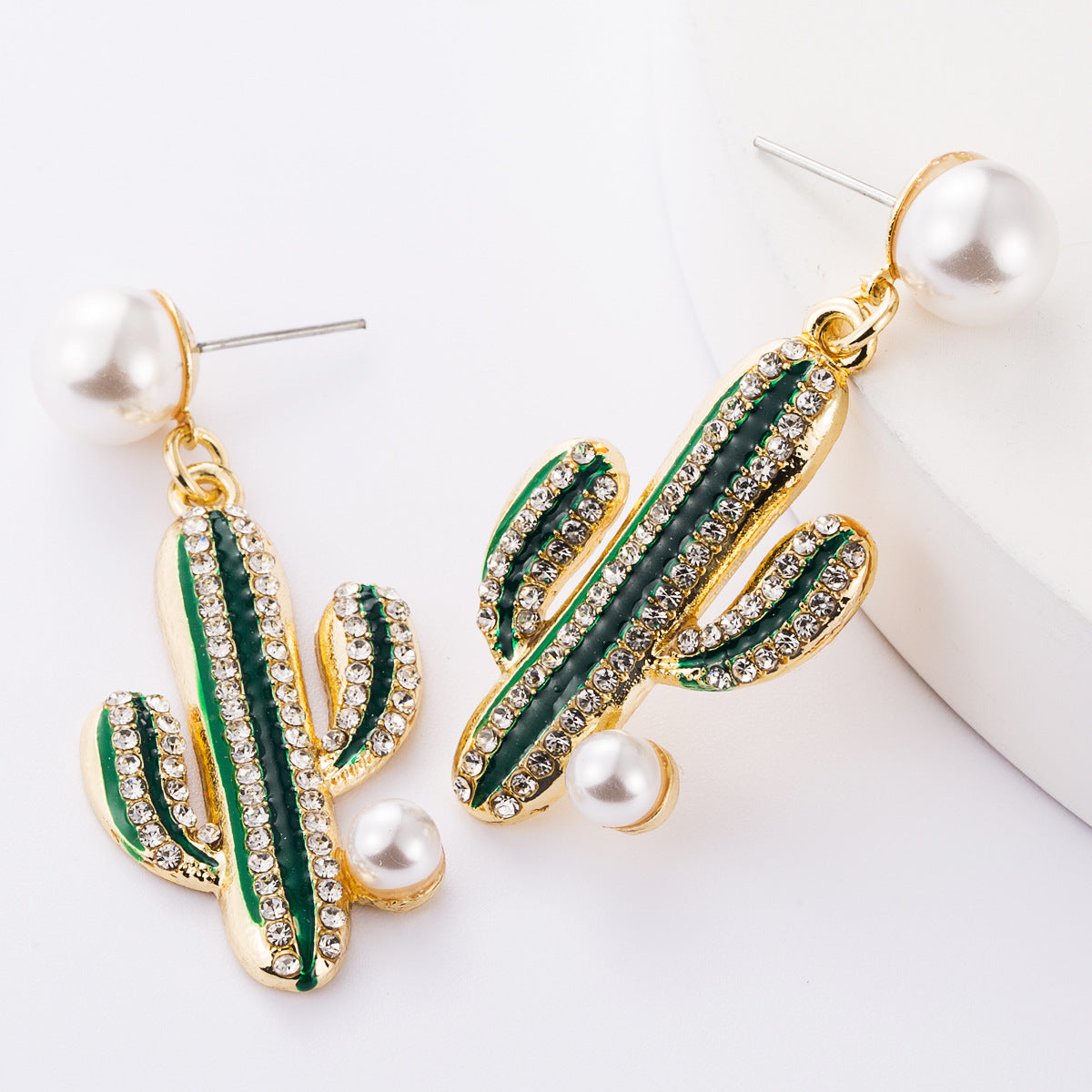 Oil Diamond Pearl-studded Female Temperament Girlish Earrings