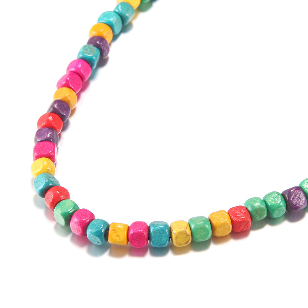 Style Tassel Colorful Wooden African Sweater Necklaces