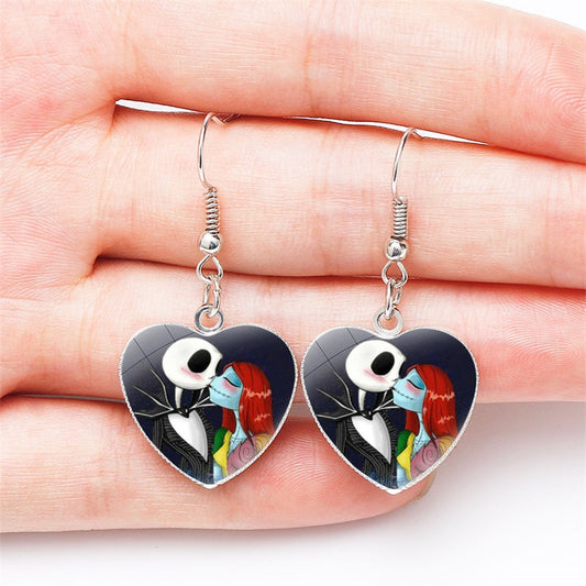 Cool Beautiful Christmas Night Horror Heart Earrings