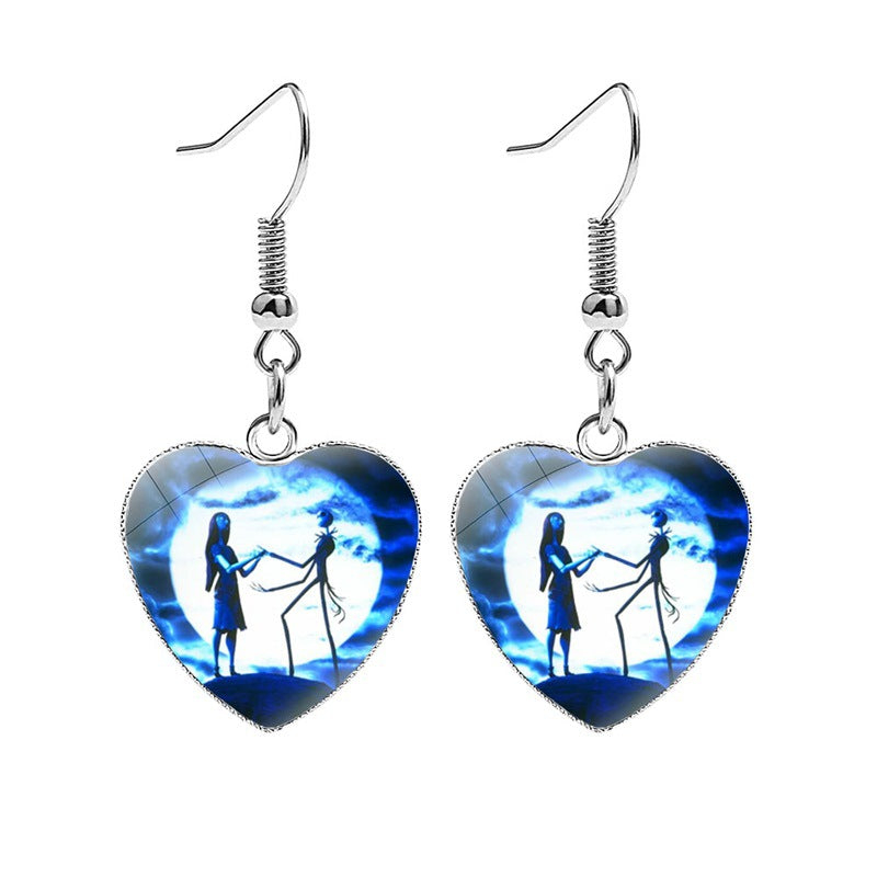 Cool Beautiful Christmas Night Horror Heart Earrings