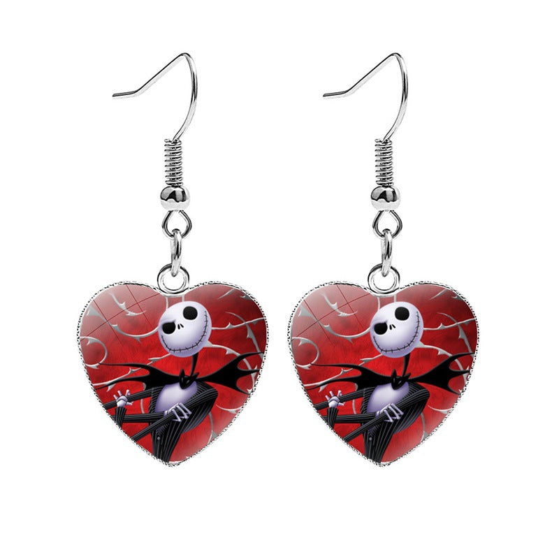 Cool Beautiful Christmas Night Horror Heart Earrings