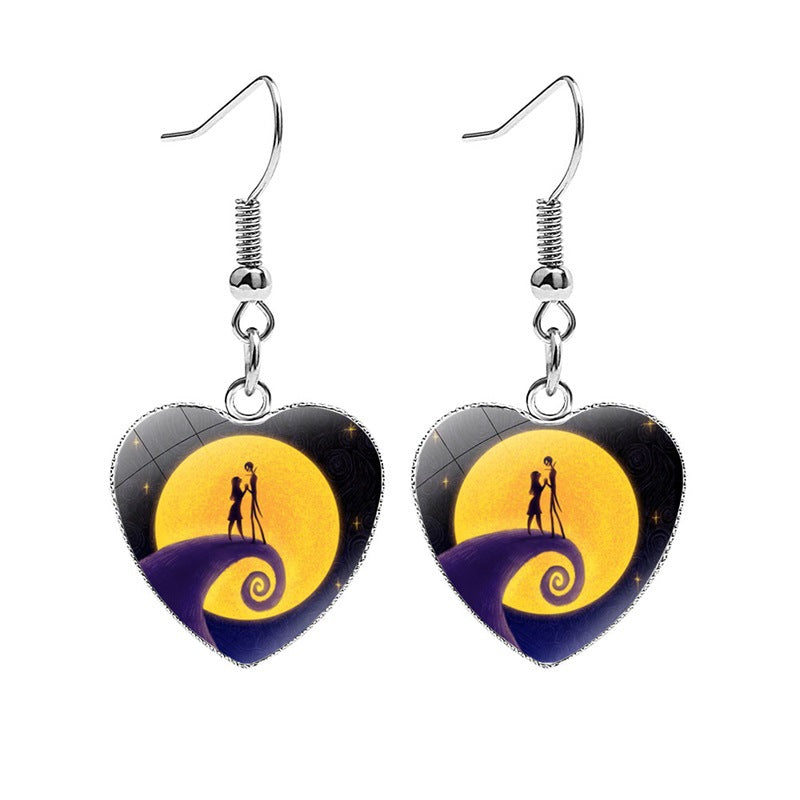 Cool Beautiful Christmas Night Horror Heart Earrings