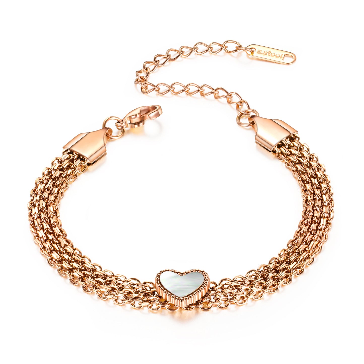 Women's Trendy Stainless Steel Peach Heart Titanium Bracelets