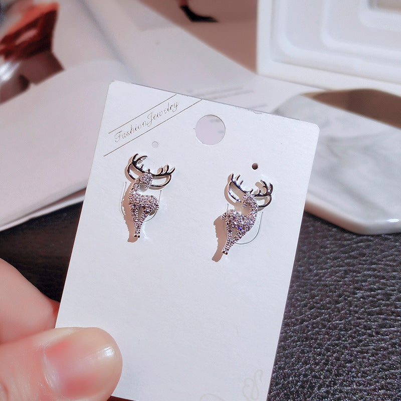 Boucles d'oreilles sauvages de tempérament tendance Sier Fawn Sterling pour femmes