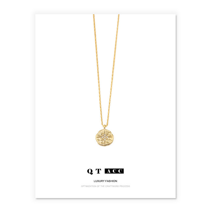 Button Pendant Eight Awn Star Gold Necklaces