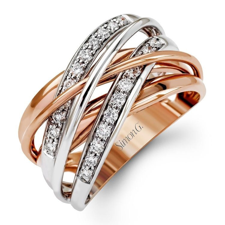 Women's Rose Gold Two-tone Cross Surround Creative Rings