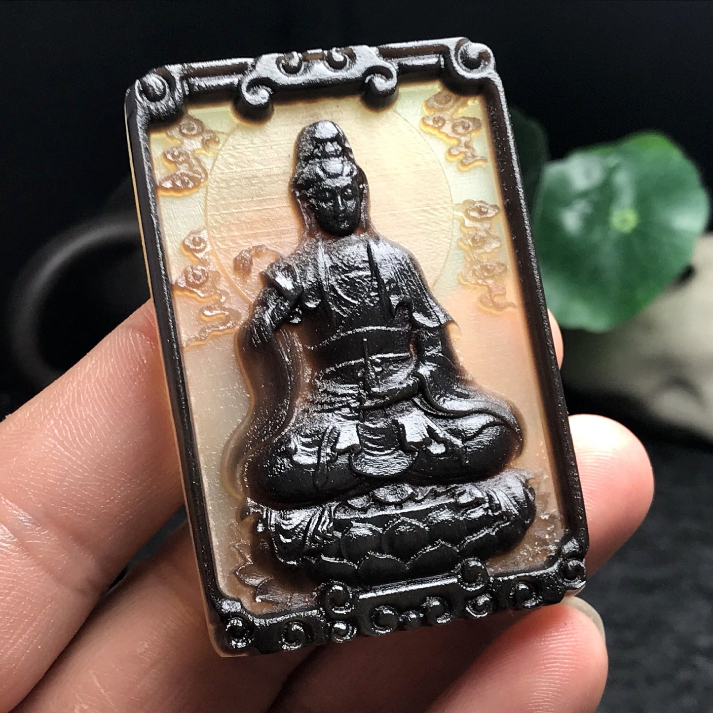 Horn natürliche Cavel geschnitzte Buddha-Ruhe und Armbänder