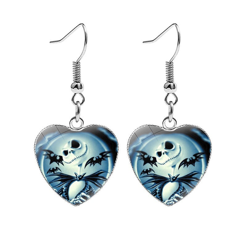 Cool Beautiful Christmas Night Horror Heart Earrings