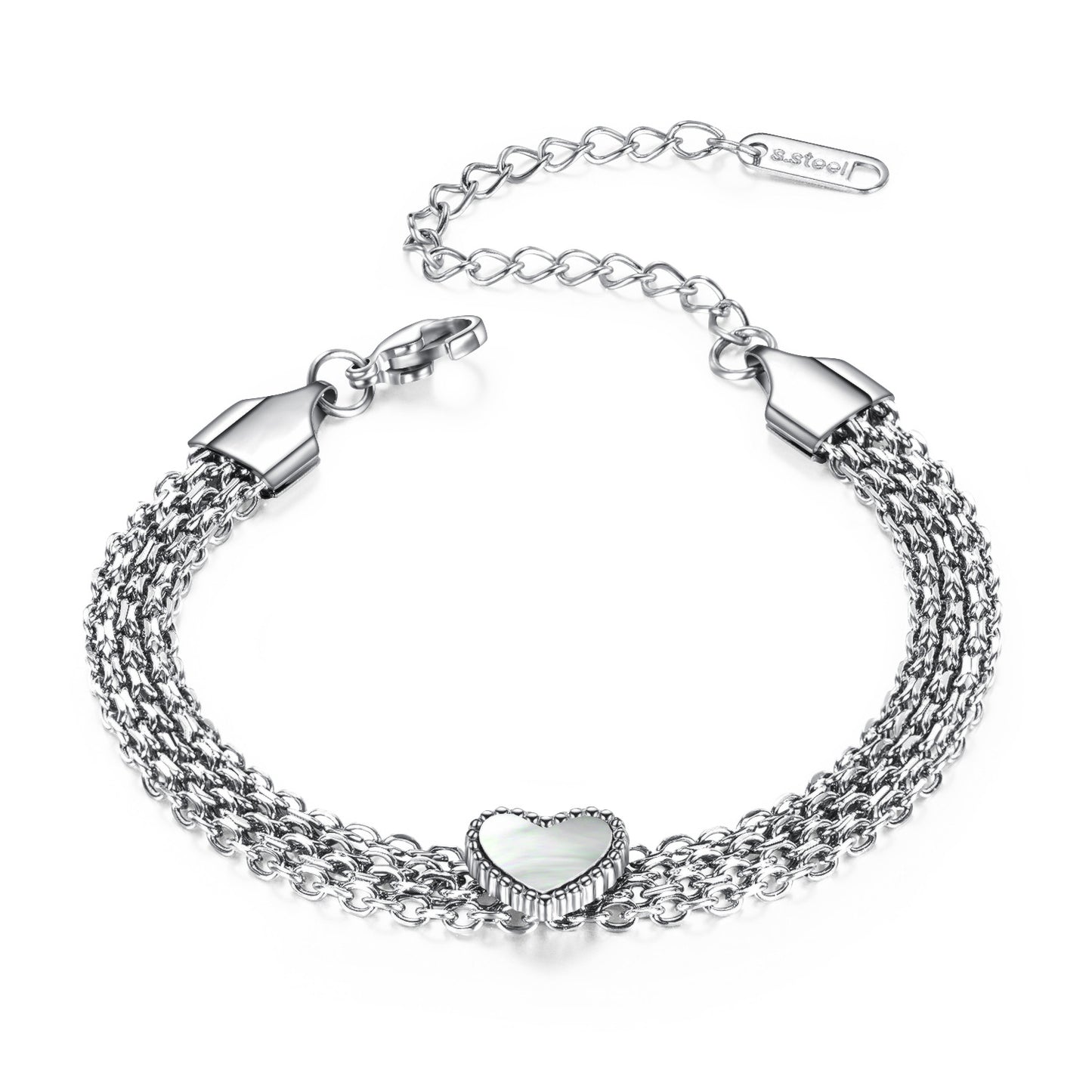 Women's Trendy Stainless Steel Peach Heart Titanium Bracelets