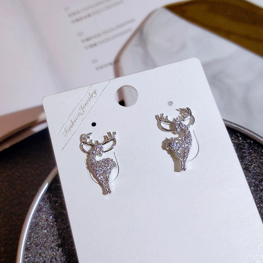 Boucles d'oreilles sauvages de tempérament tendance Sier Fawn Sterling pour femmes