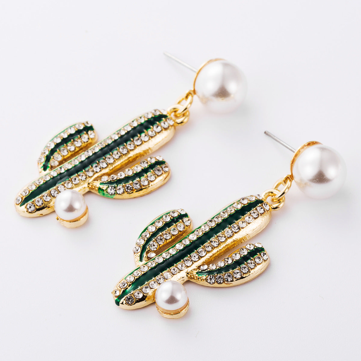 Oil Diamond Pearl-studded Female Temperament Girlish Earrings