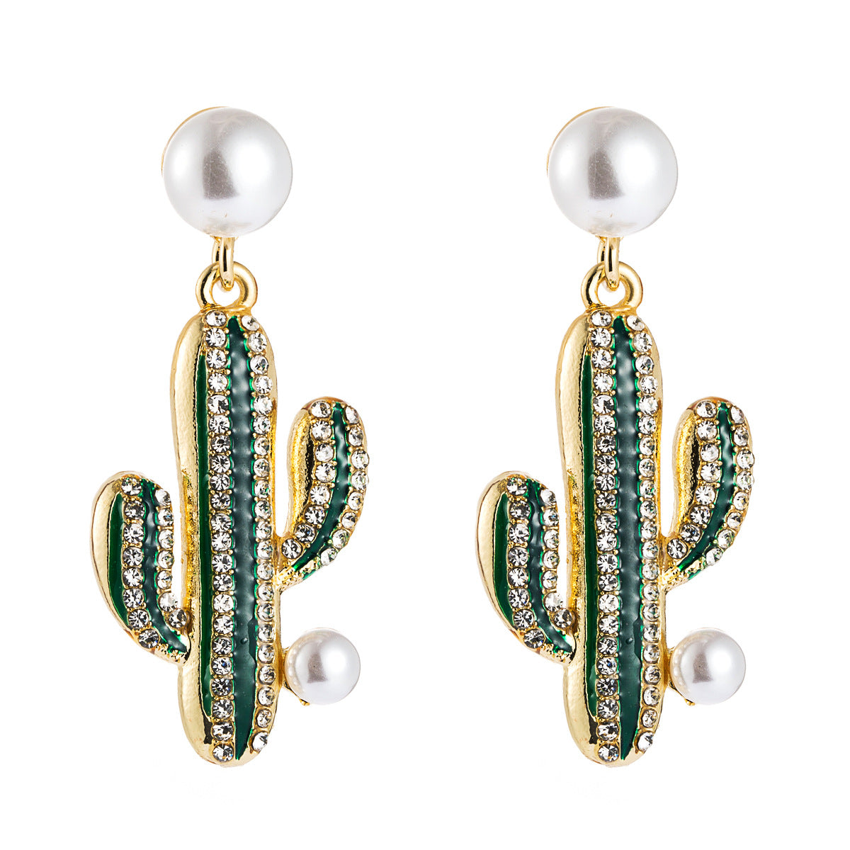 Oil Diamond Pearl-studded Female Temperament Girlish Earrings