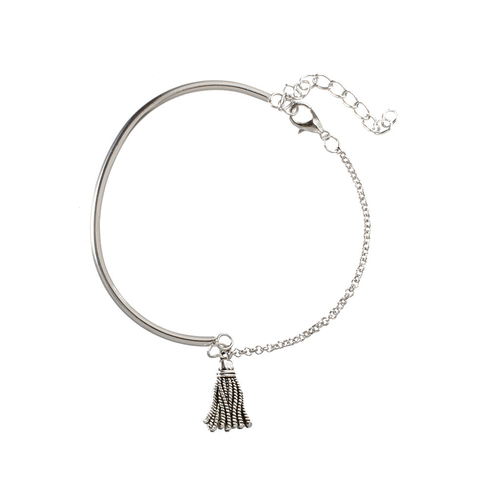 Simple Sier Glossy Tassel Personality Chain Bracelets