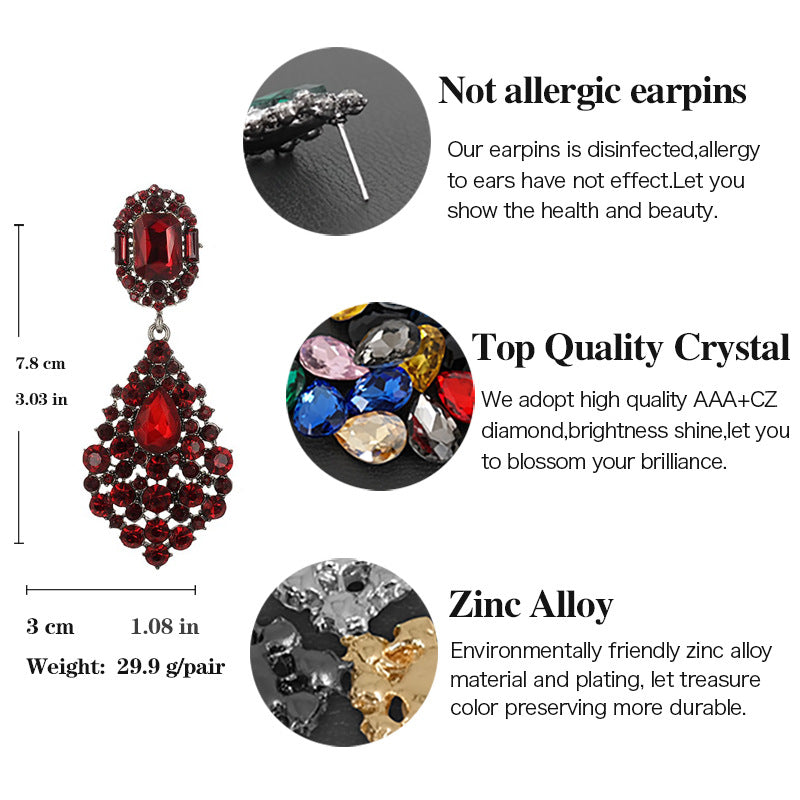 Women's Elegant Red Crystal Rhinestone Exaggerated Fashion Rings