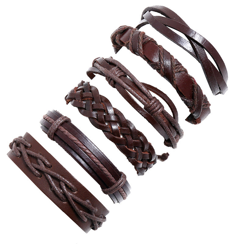 Beautiful Vintage Weave Cattle Leather Combination Bracelet