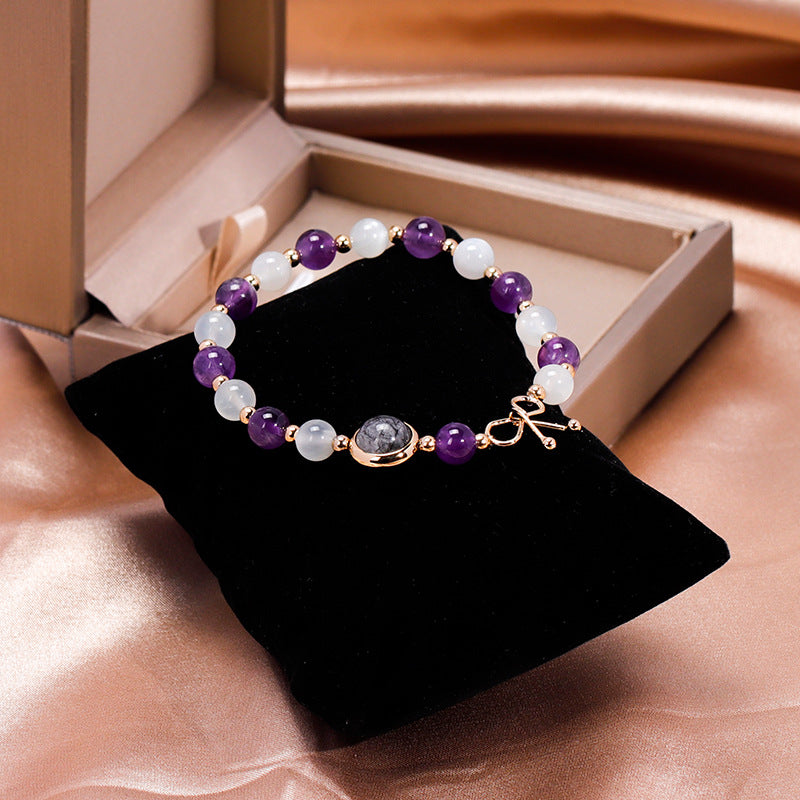 Moonlight Amethyst Female Black Hair Lucky Bracelets