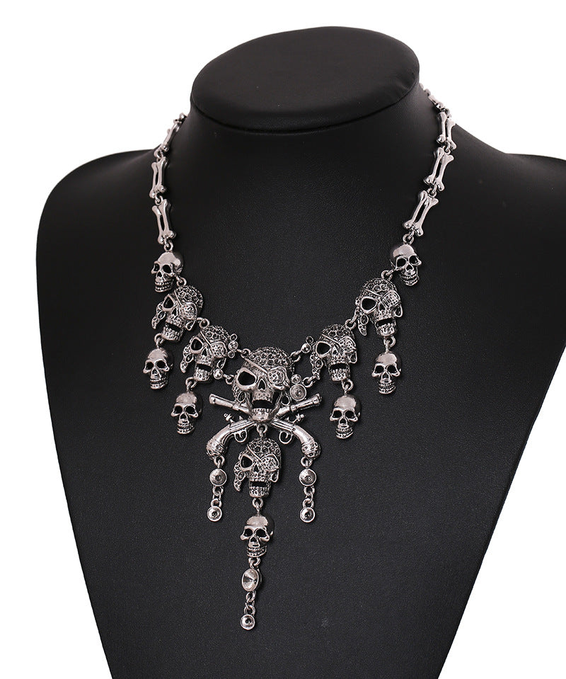 Ghost Head Tassel Exaggerated Clavicle Chain Necklaces