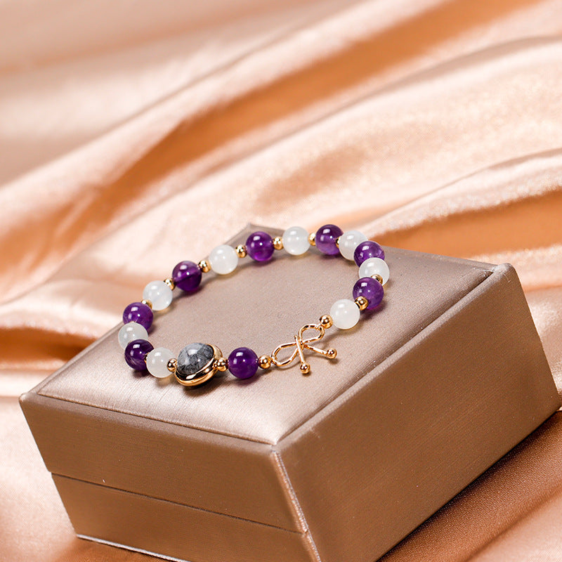 Moonlight Amethyst Female Black Hair Lucky Bracelets