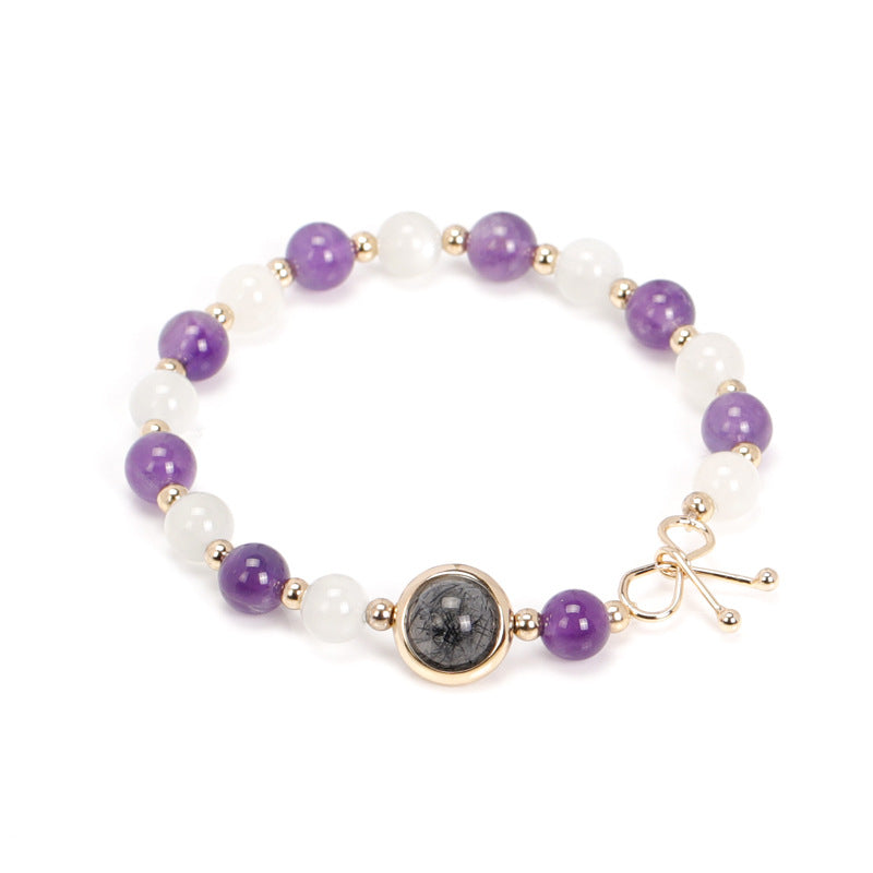 Moonlight Amethyst Female Black Hair Lucky Bracelets