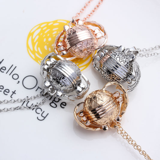 Ornament Vintage Openable Wings Ball Pendant Necklaces