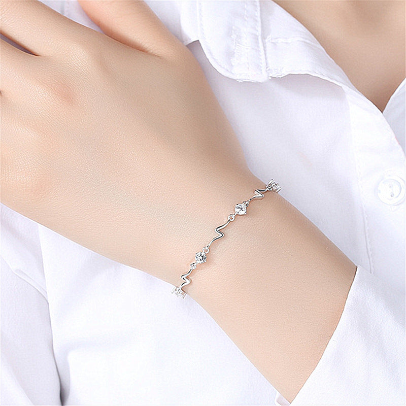 Women's Korean Sier-plated Blue Crystal Creative Fashion Bracelets