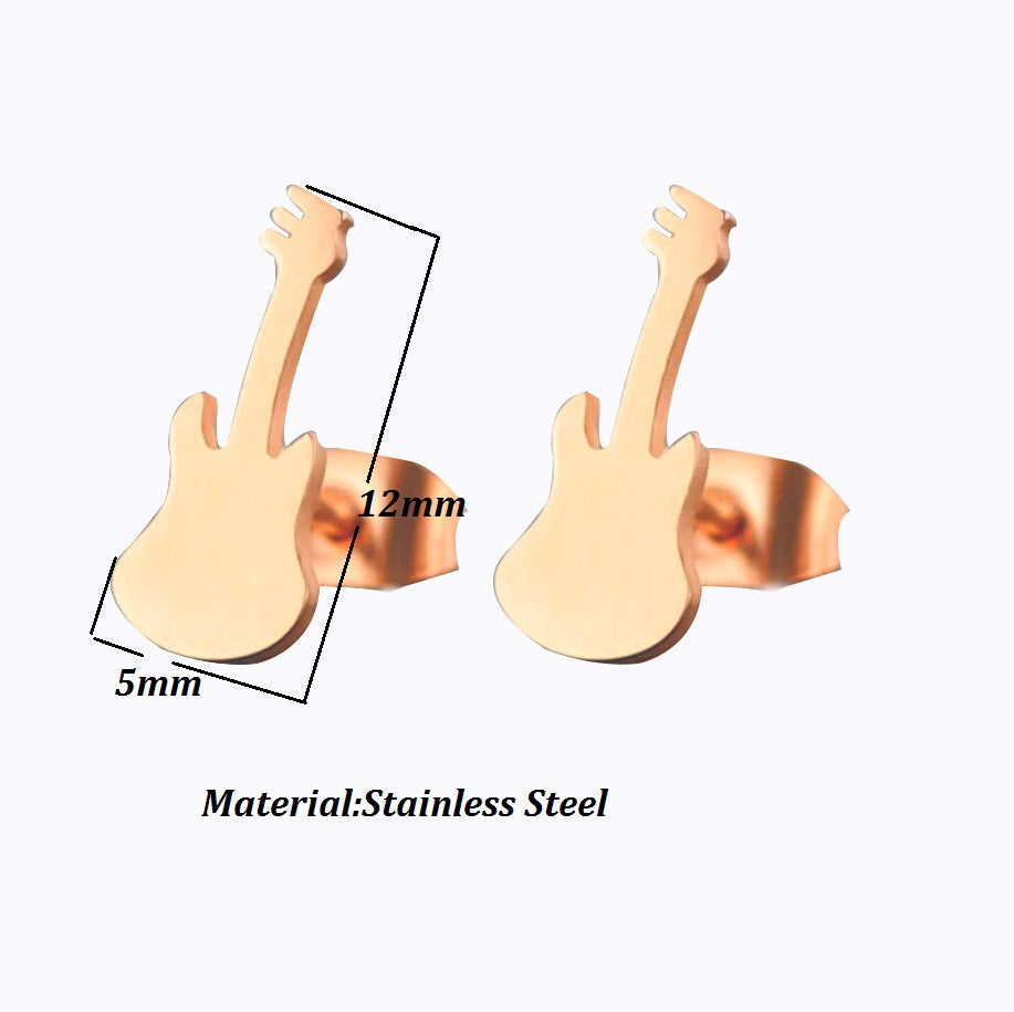 Women's Black Stainless Steel Guitar For Fashion Earrings