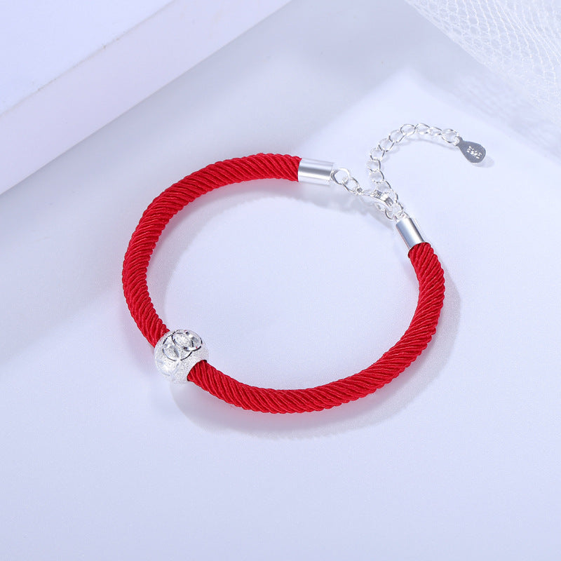 Rope Sier Plated Ornament Lucky Beads Couple Woven Bracelets