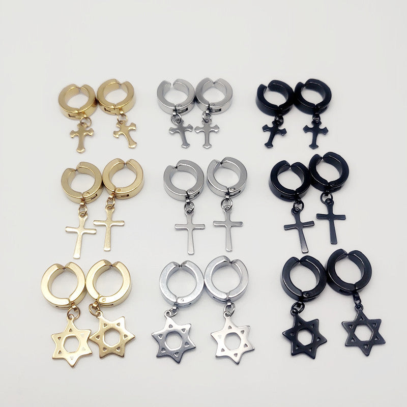 Boys Cross Eardrops Geometric Light Luxury Earrings