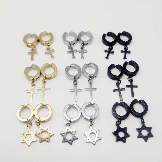 Boys Cross Eardrops Geometric Light Luxury Earrings