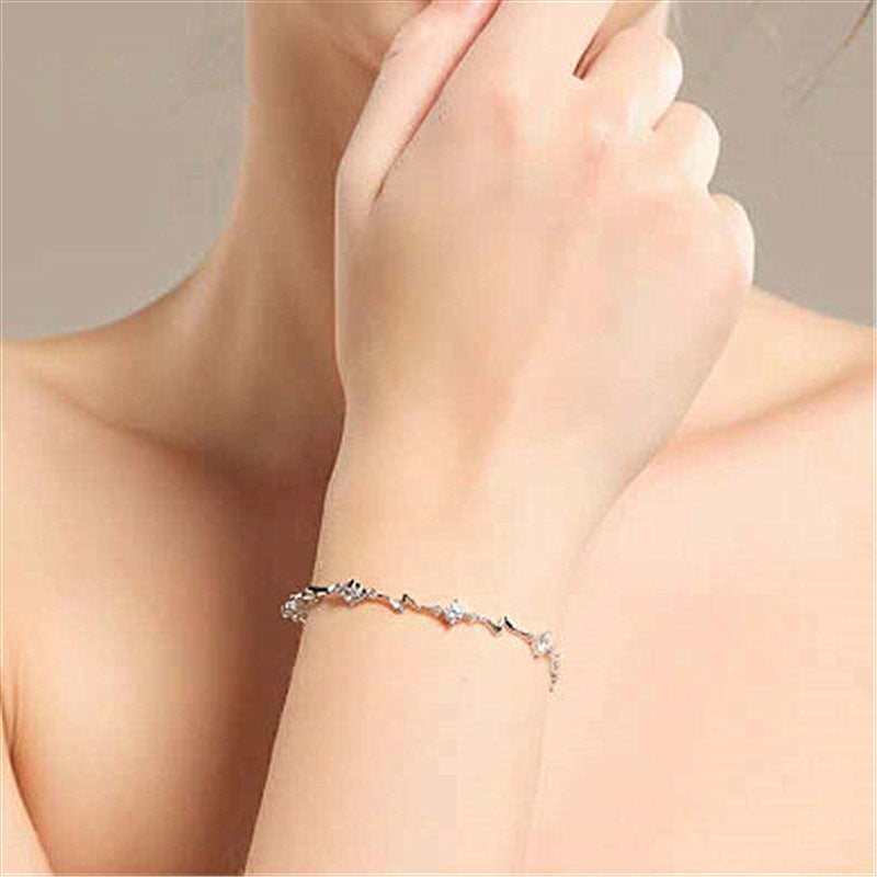 Women's Korean Sier-plated Blue Crystal Creative Fashion Bracelets