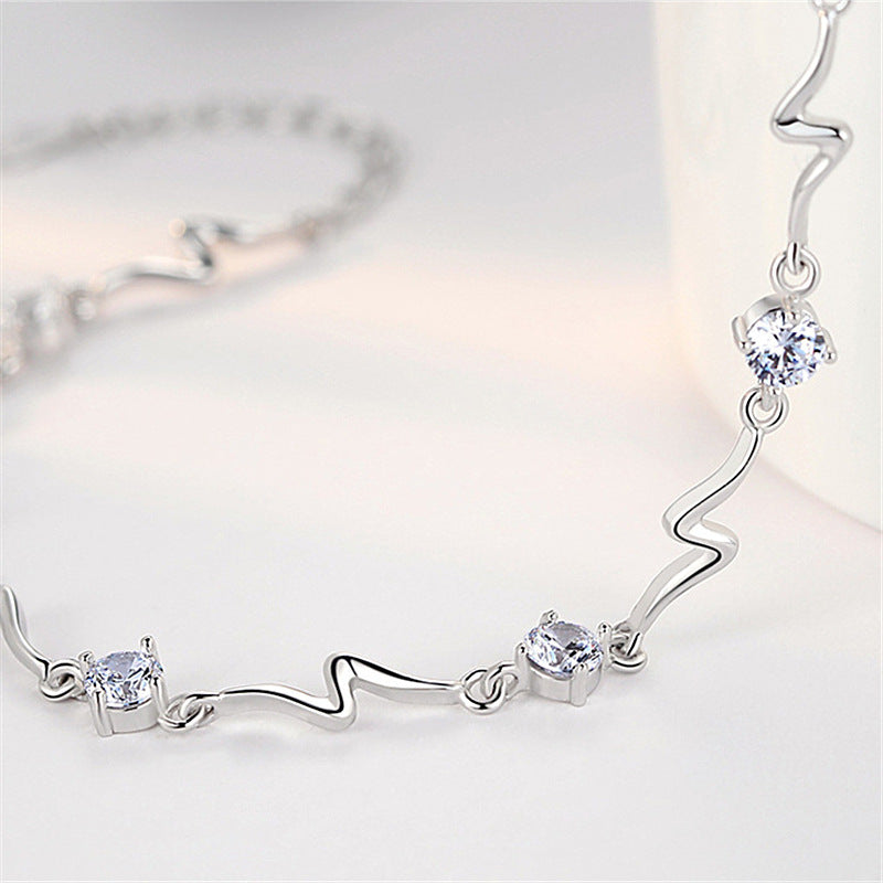 Women's Korean Sier-plated Blue Crystal Creative Fashion Bracelets