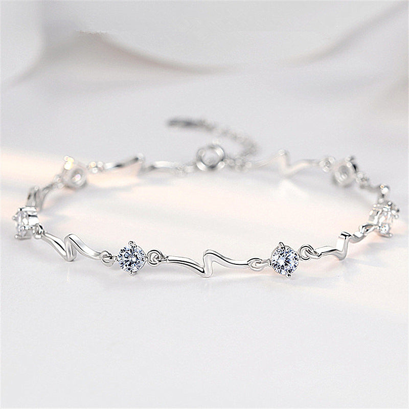 Women's Korean Sier-plated Blue Crystal Creative Fashion Bracelets