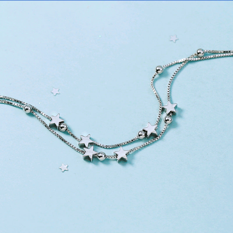 Women's Starry Little Star Sier Simple Box Bracelet