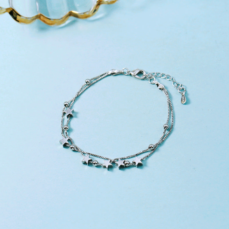 Women's Starry Little Star Sier Simple Box Bracelet