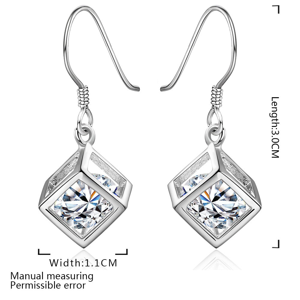 Square Zircon Simple Atmosphere Diamond Ear Earrings