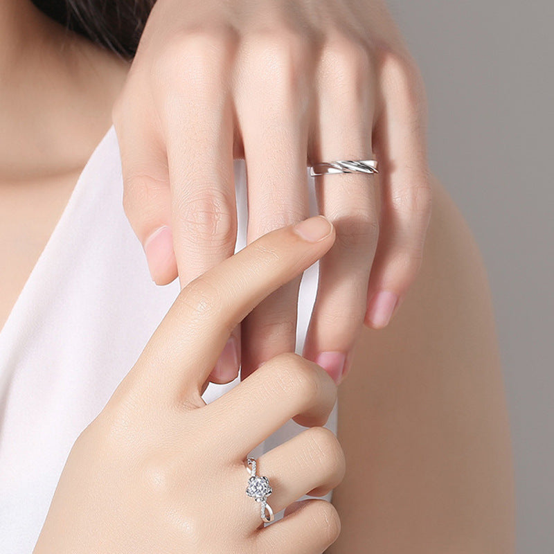 Women's Sier Fashion Personalized Net Red Niche Design Ring