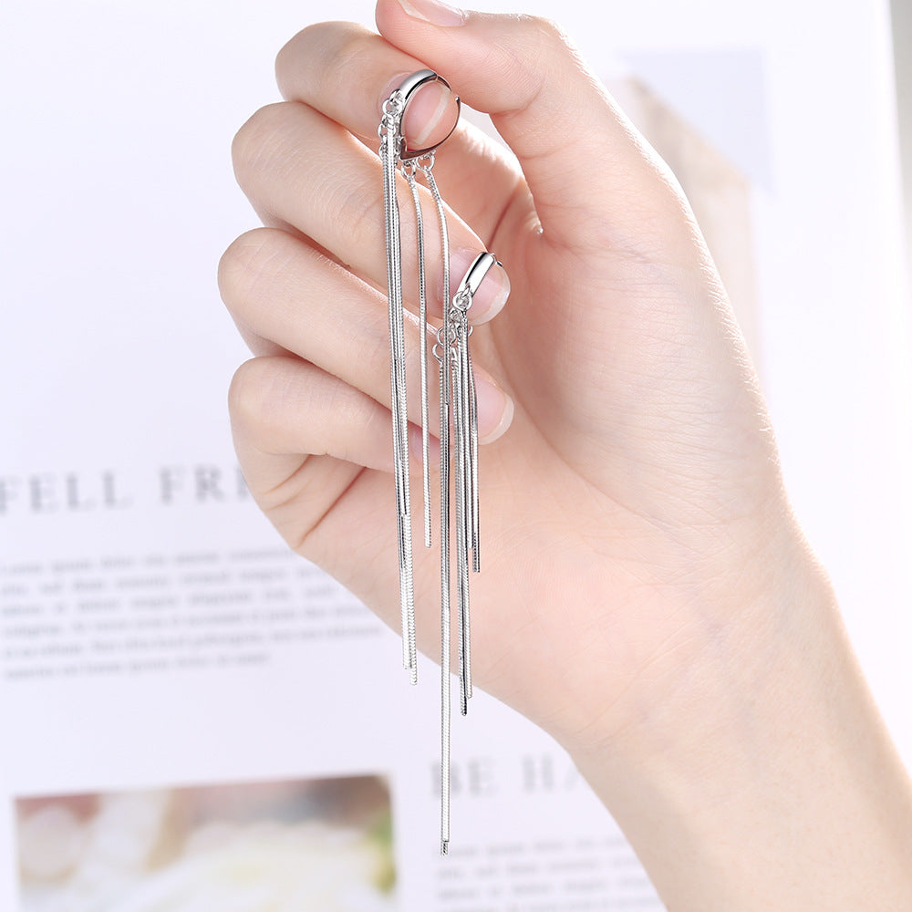 Boucles d'oreilles en forme de coeur de tempérament capricieux féminin à longue frange