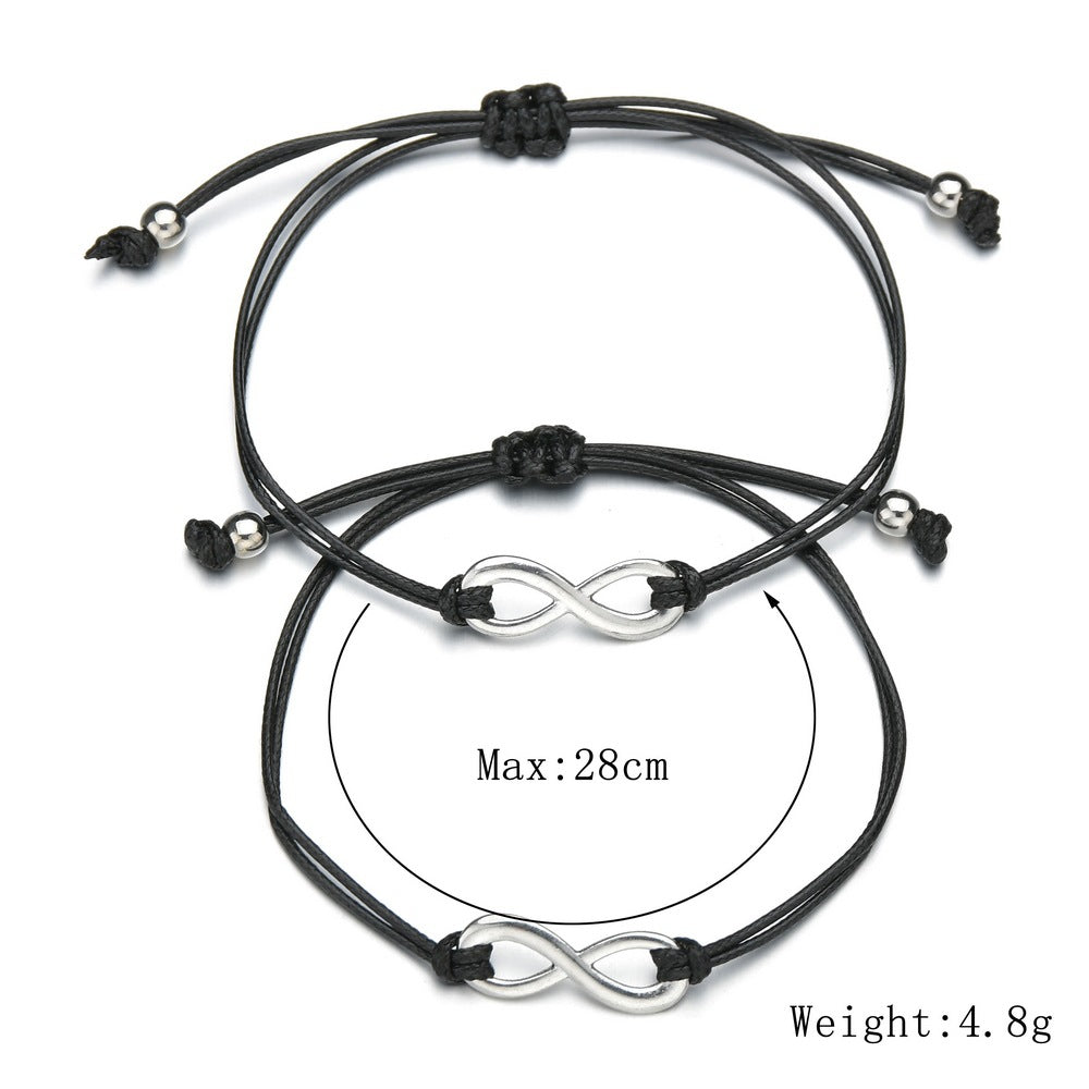 Simple Alloy Woven Adjustable Couple Wrist Bracelets