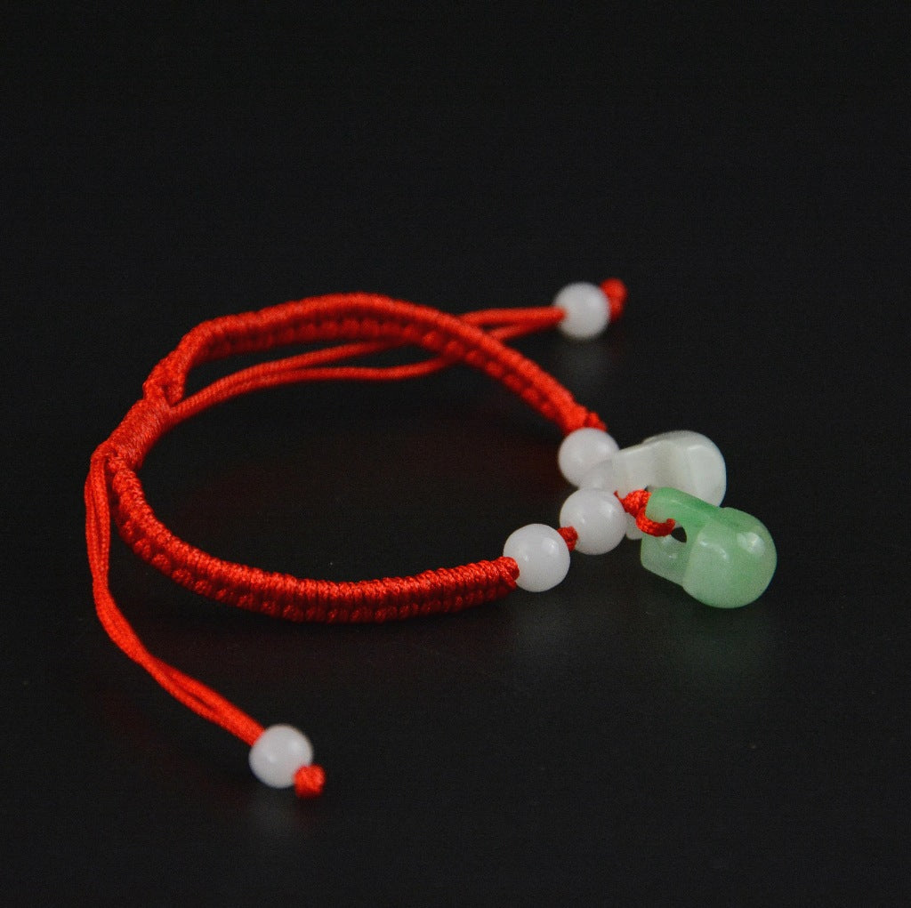 Bracelets à options multiples en jade tressé en corde rouge