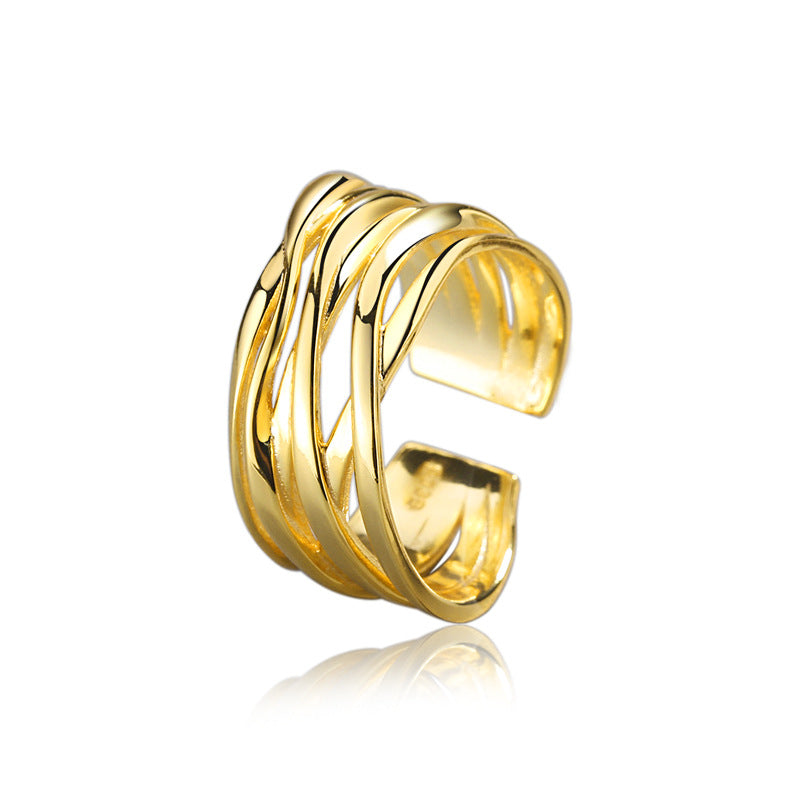 Minimalist Winding Line Female Personalized Gold Rings