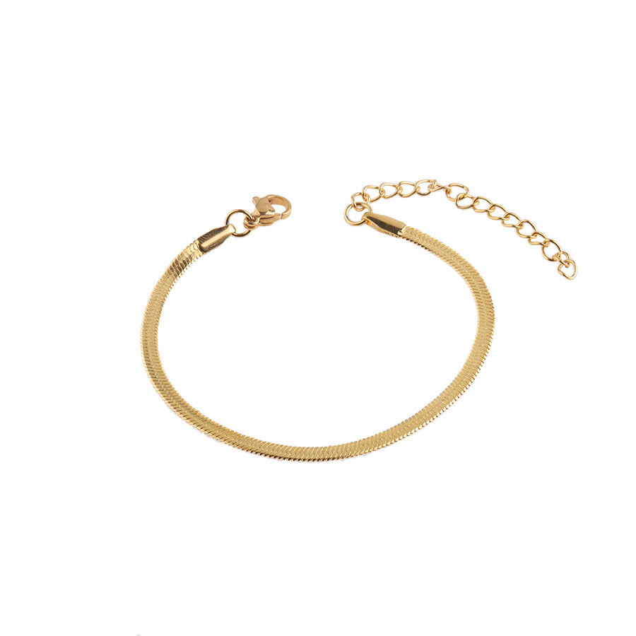 Real Gold Stainless Steel Flat Snake Bones Bracelets